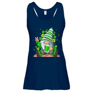 Irish Gnome Drink Beer Lucky Shamrock Gnome St Patricks Day Ladies Essential Flowy Tank