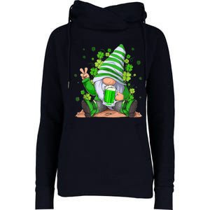 Irish Gnome Drink Beer Lucky Shamrock Gnome St Patricks Day Womens Funnel Neck Pullover Hood