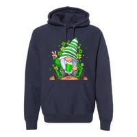 Irish Gnome Drink Beer Lucky Shamrock Gnome St Patricks Day Premium Hoodie