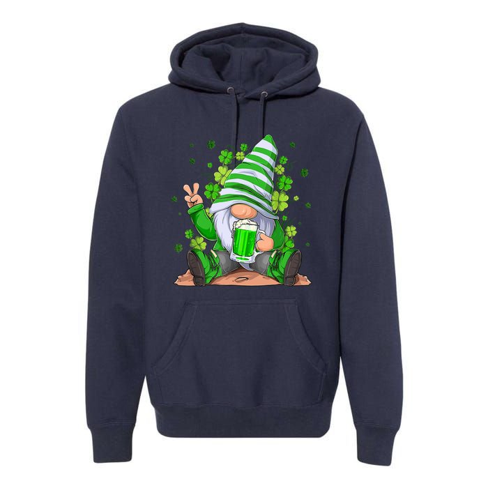 Irish Gnome Drink Beer Lucky Shamrock Gnome St Patricks Day Premium Hoodie