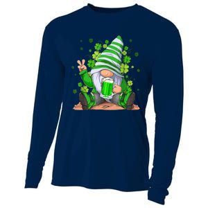 Irish Gnome Drink Beer Lucky Shamrock Gnome St Patricks Day Cooling Performance Long Sleeve Crew