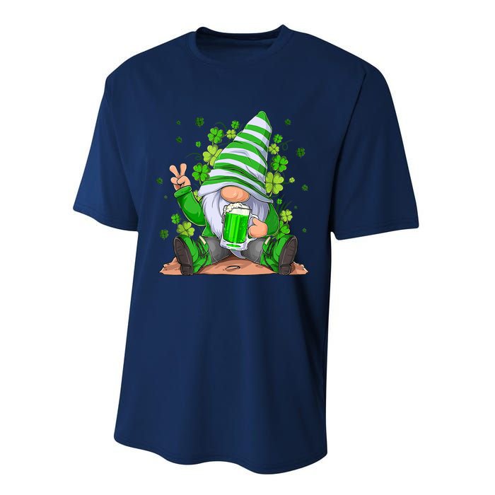 Irish Gnome Drink Beer Lucky Shamrock Gnome St Patricks Day Performance Sprint T-Shirt