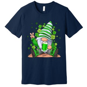 Irish Gnome Drink Beer Lucky Shamrock Gnome St Patricks Day Premium T-Shirt