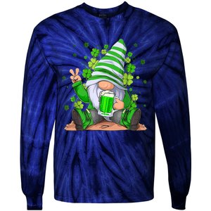 Irish Gnome Drink Beer Lucky Shamrock Gnome St Patricks Day Tie-Dye Long Sleeve Shirt