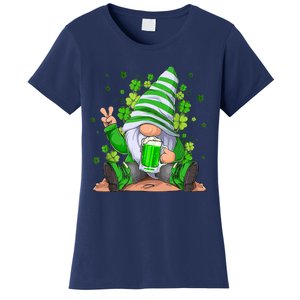 Irish Gnome Drink Beer Lucky Shamrock Gnome St Patricks Day Women's T-Shirt