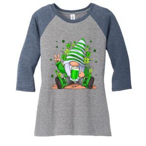 Irish Gnome Drink Beer Lucky Shamrock Gnome St Patricks Day Women's Tri-Blend 3/4-Sleeve Raglan Shirt