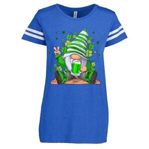 Irish Gnome Drink Beer Lucky Shamrock Gnome St Patricks Day Enza Ladies Jersey Football T-Shirt