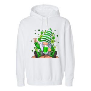 Irish Gnome Drink Beer Lucky Shamrock Gnome St Patricks Day Garment-Dyed Fleece Hoodie