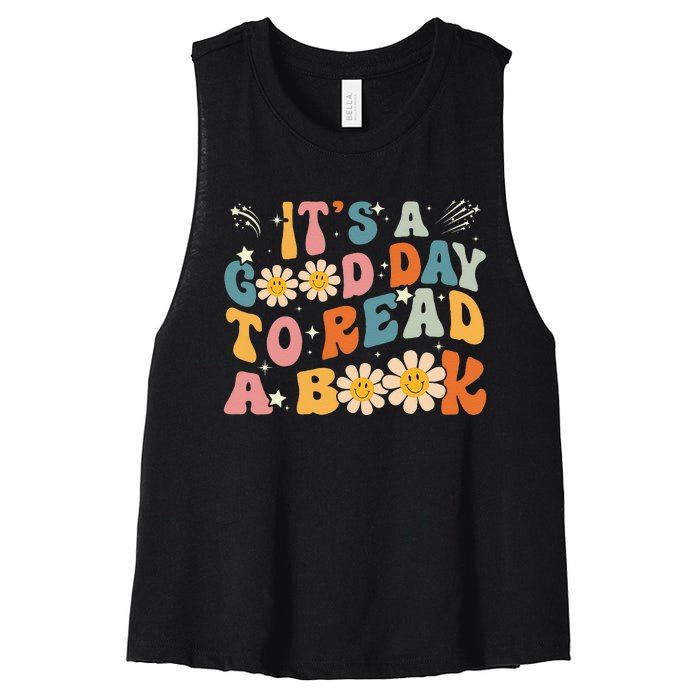 Its Good Day To Read Book Funny Library Reading Lovers Women's Racerback Cropped Tank