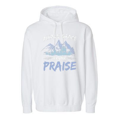 Inhale Grace Exhale Praise Vintage Camping Garment-Dyed Fleece Hoodie