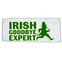 Irish Goodbye Expert Funny St Patrick's Day Irish Ireland Large Microfiber Waffle Golf Towel