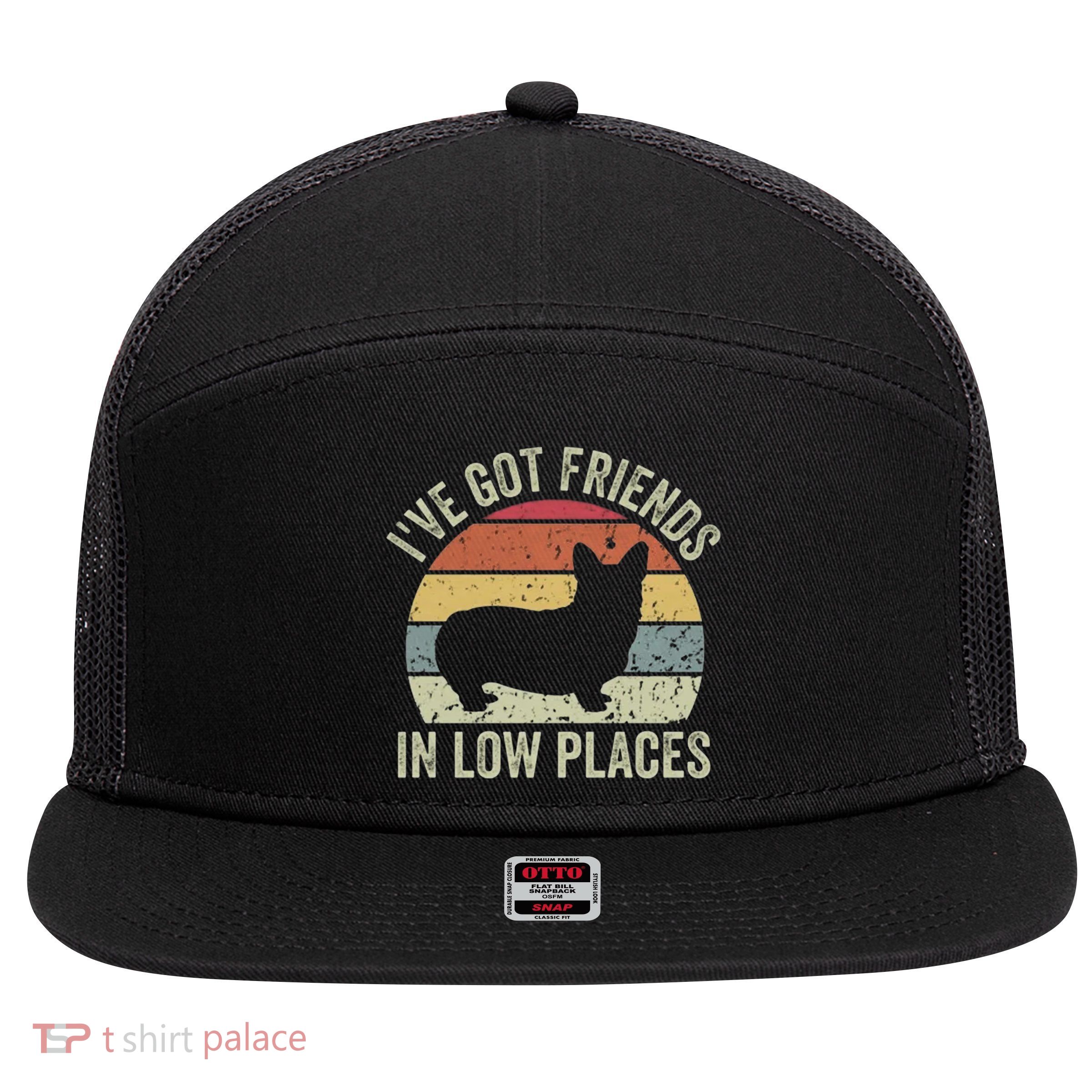 I've Got Friends In Low Places Corgi 7 Panel Mesh Trucker Snapback Hat