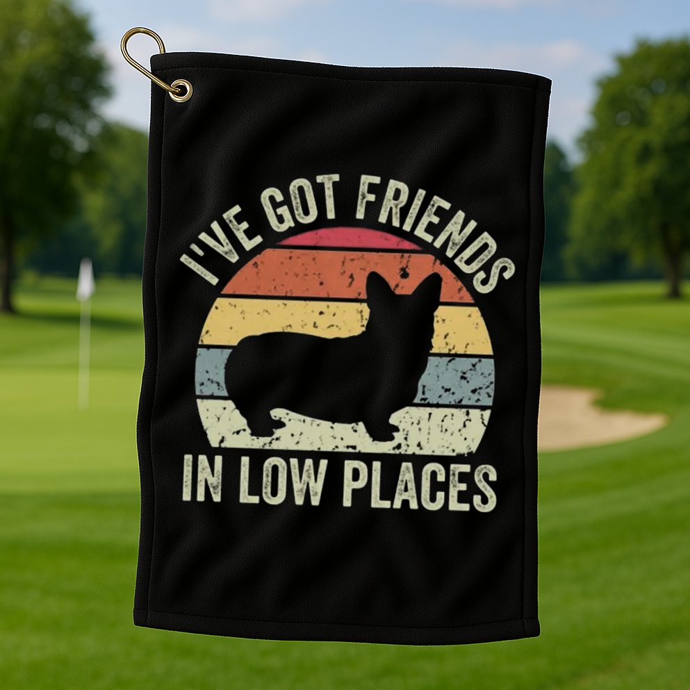 I've Got Friends In Low Places Corgi Golf Towel