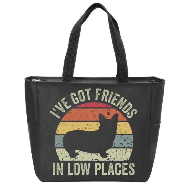 I've Got Friends In Low Places Corgi Zip Tote Bag