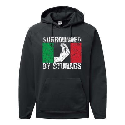 Italian Gift For Cool Surrounded By Stunads Performance Fleece Hoodie