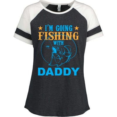 I'm Goin Fishing With Daddy Enza Ladies Jersey Colorblock Tee