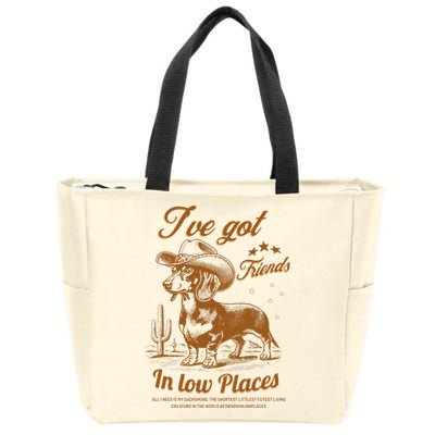 I've Got Friends In Low Places Dachshund Cowboy  Zip Tote Bag