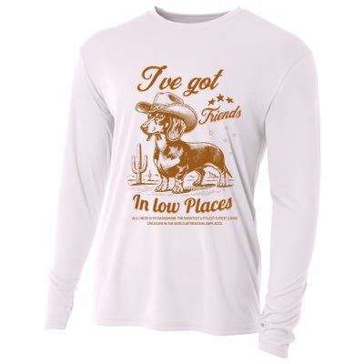 I've Got Friends In Low Places Dachshund Cowboy  Cooling Performance Long Sleeve Crew