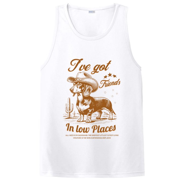 I've Got Friends In Low Places Dachshund Cowboy  PosiCharge Competitor Tank