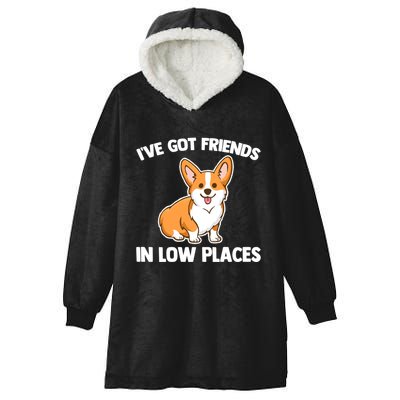 I've Got Friends In Low Places Gift Funny Corgi Owner Dog Corgi Gift Hooded Wearable Blanket