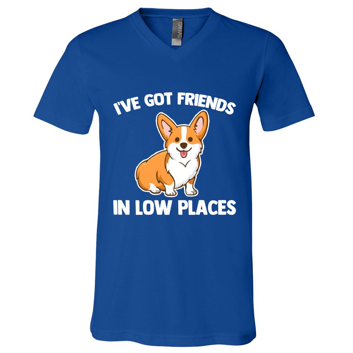 I've Got Friends In Low Places Gift Funny Corgi Owner Dog Corgi Gift V-Neck T-Shirt
