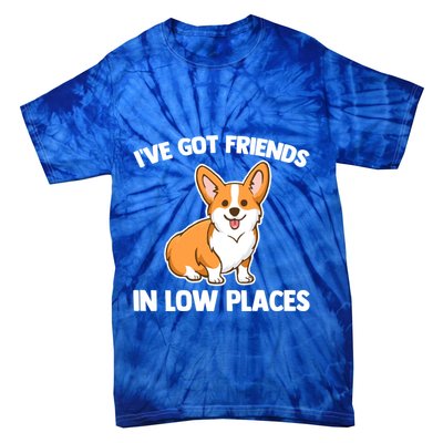 I've Got Friends In Low Places Gift Funny Corgi Owner Dog Corgi Gift Tie-Dye T-Shirt