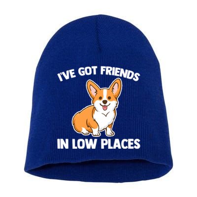 I've Got Friends In Low Places Gift Funny Corgi Owner Dog Corgi Gift Short Acrylic Beanie