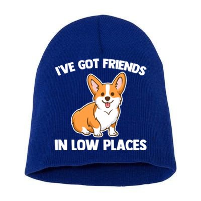 I've Got Friends In Low Places Gift Funny Corgi Owner Dog Corgi Gift Short Acrylic Beanie