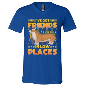 I've Got Friends In Low Places Corgi Gift V-Neck T-Shirt