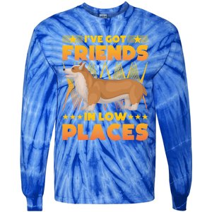 I've Got Friends In Low Places Corgi Gift Tie-Dye Long Sleeve Shirt