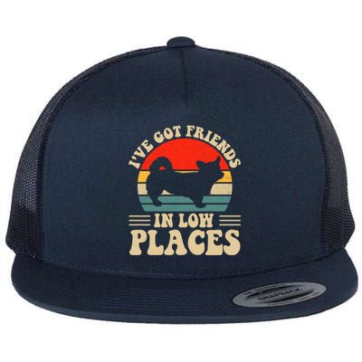 I've Got Friends In Low Places Pembroke Welsh Corgi Lover Gift Flat Bill Trucker Hat