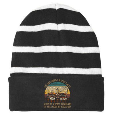 IVe Got Friends In Low Places Vintage Country Music Striped Beanie with Solid Band