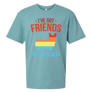 I've Got Friends In Low Places Pembroke Welsh Corgi Gift Sueded Cloud Jersey T-Shirt