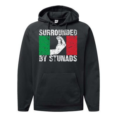 Italian Gift For Cool Surrounded By Stunads Performance Fleece Hoodie