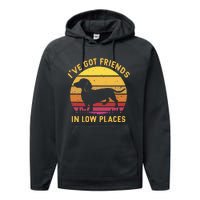 I've got friends in low places funny dachshund apparel Performance Fleece Hoodie