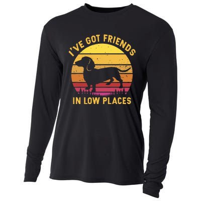 I've got friends in low places funny dachshund apparel Cooling Performance Long Sleeve Crew