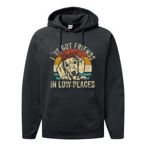 I've Got Friends In Low Places funny Dachshund Wiener Dog Performance Fleece Hoodie