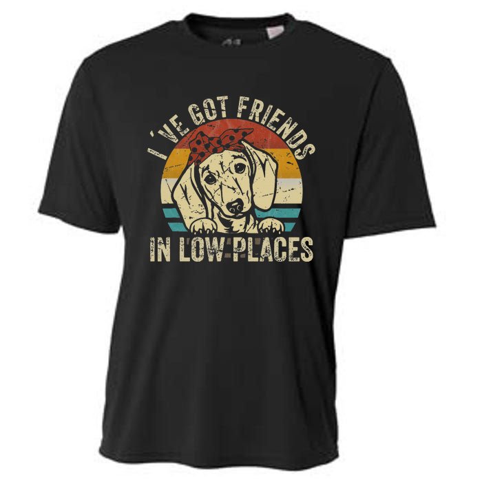 I've Got Friends In Low Places funny Dachshund Wiener Dog Cooling Performance Crew T-Shirt