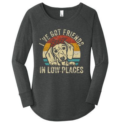 I've Got Friends In Low Places funny Dachshund Wiener Dog Women's Perfect Tri Tunic Long Sleeve Shirt