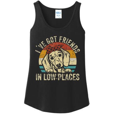 I've Got Friends In Low Places funny Dachshund Wiener Dog Ladies Essential Tank