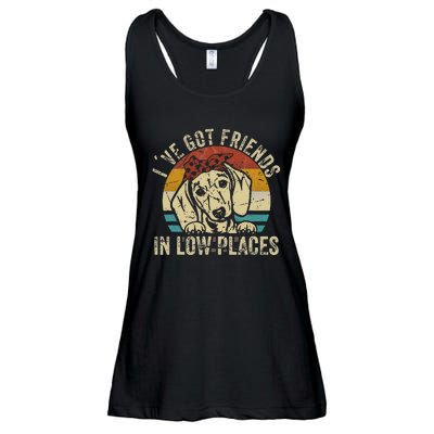 I've Got Friends In Low Places funny Dachshund Wiener Dog Ladies Essential Flowy Tank