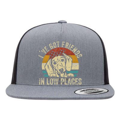 I've Got Friends In Low Places funny Dachshund Wiener Dog Flat Bill Trucker Hat