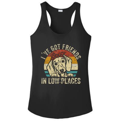 I've Got Friends In Low Places funny Dachshund Wiener Dog Ladies PosiCharge Competitor Racerback Tank