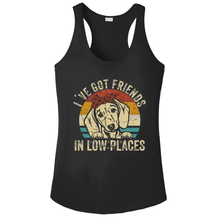 I've Got Friends In Low Places funny Dachshund Wiener Dog Ladies PosiCharge Competitor Racerback Tank