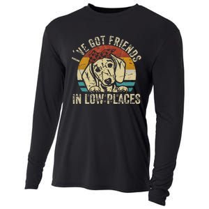 I've Got Friends In Low Places funny Dachshund Wiener Dog Cooling Performance Long Sleeve Crew