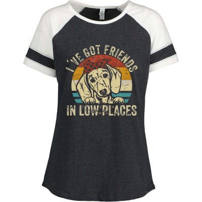 I've Got Friends In Low Places funny Dachshund Wiener Dog Enza Ladies Jersey Colorblock Tee