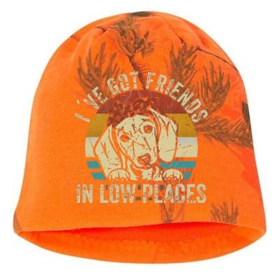 I've Got Friends In Low Places funny Dachshund Wiener Dog Kati - Camo Knit Beanie