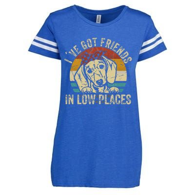 I've Got Friends In Low Places funny Dachshund Wiener Dog Enza Ladies Jersey Football T-Shirt