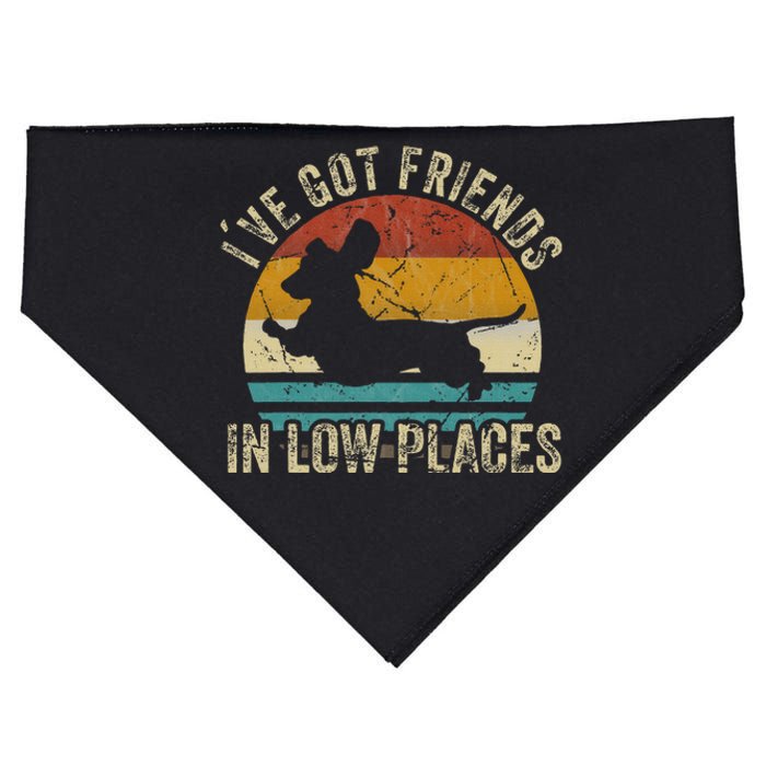 I've Got Friends In Low Places funny Dachshund Wiener Dog USA-Made Doggie Bandana