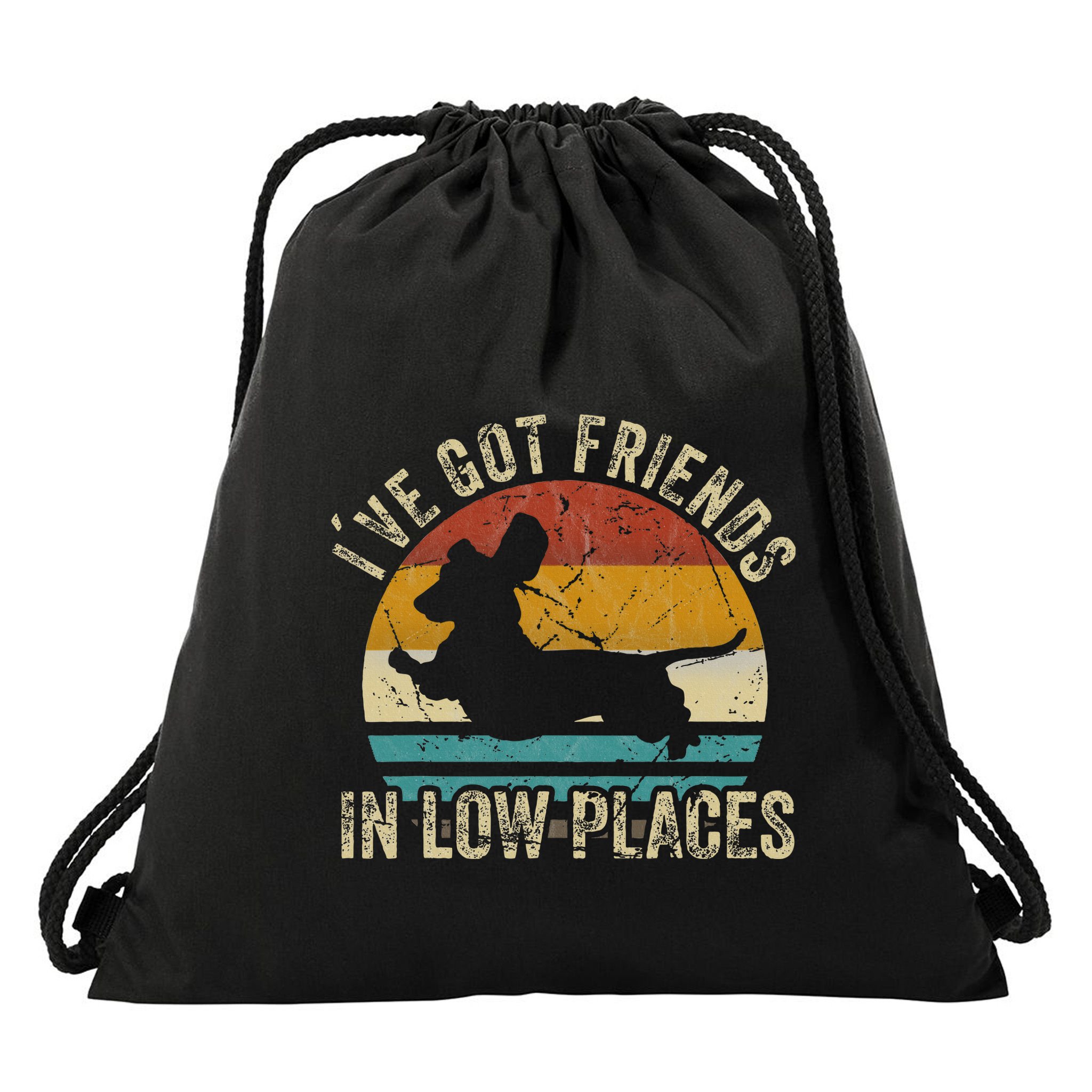 I've Got Friends In Low Places funny Dachshund Wiener Dog Drawstring Bag